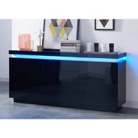 BUFFET - BAHUT FLASH Buffet bas avec LED contemporain noir laqué BUFFET - BAHUT FLASH Buffet bas avec LED contemporain noir laqué