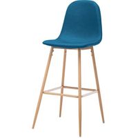 TABOURET DE BAR HARRI Tabouret de bar en métal - Tissu bleu - Styl TABOURET DE BAR HARRI Tabouret de bar en métal - Tissu bleu - Styl