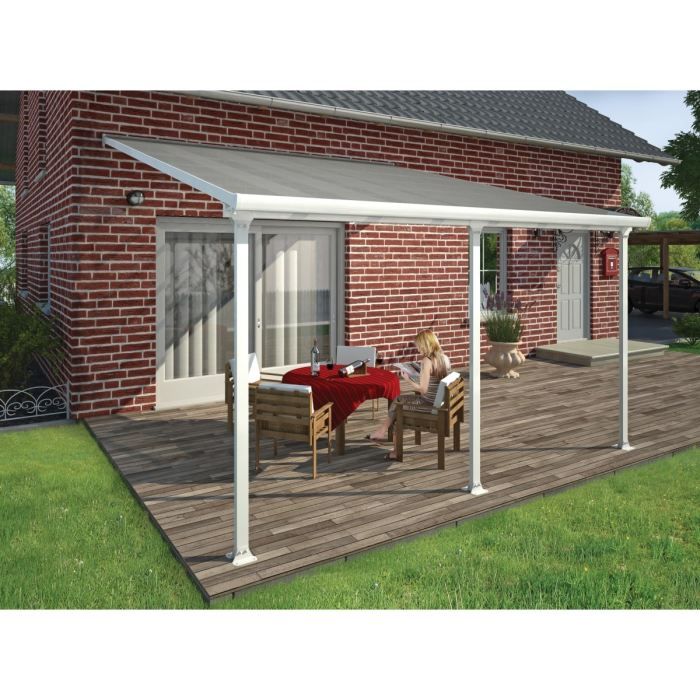 CHALET-JARDIN Pergola adossee en aluminium Aurore 4x3 m - Blanc
