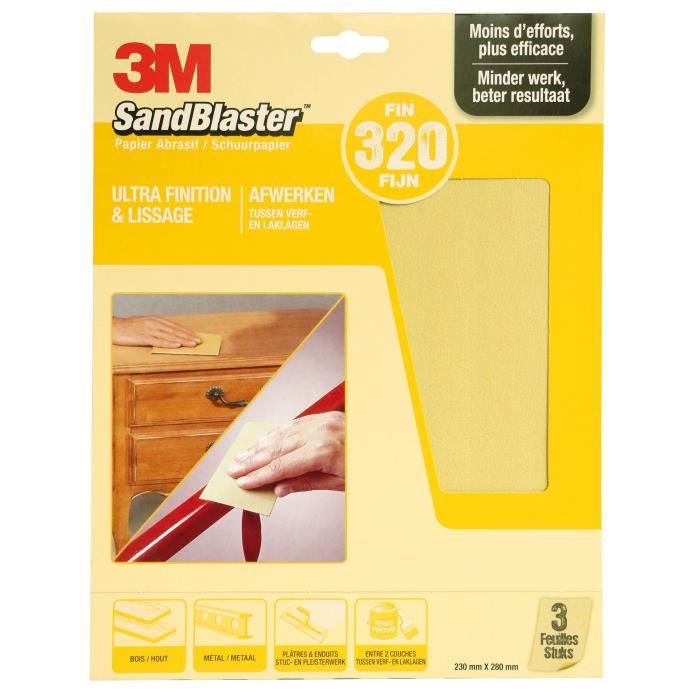 3M SANDBLASTER Papier abrasif 230 x 280 mm Grain 320