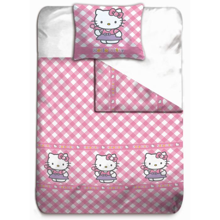 HELLO KITTY Housse de Couette + Taie VICHY ROSE   Achat / Vente HOUSSE