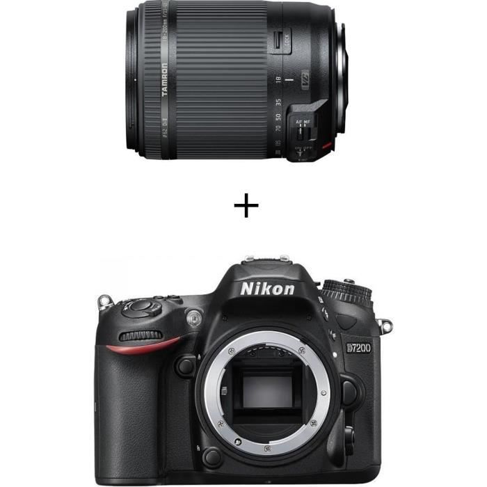 NIKON D7200 Boîtier nu appareil photo Réflex + Objectif TAMRON 18-200 mm F/3.5-6.3 Di II VC NIKON