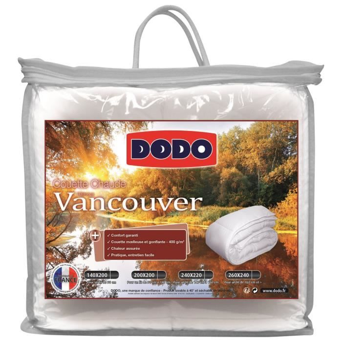DODO Pack de couette VANCOUVER - 1 couette chaude et 1 lot de 2 oreillers - 200x200 cm - Blanc