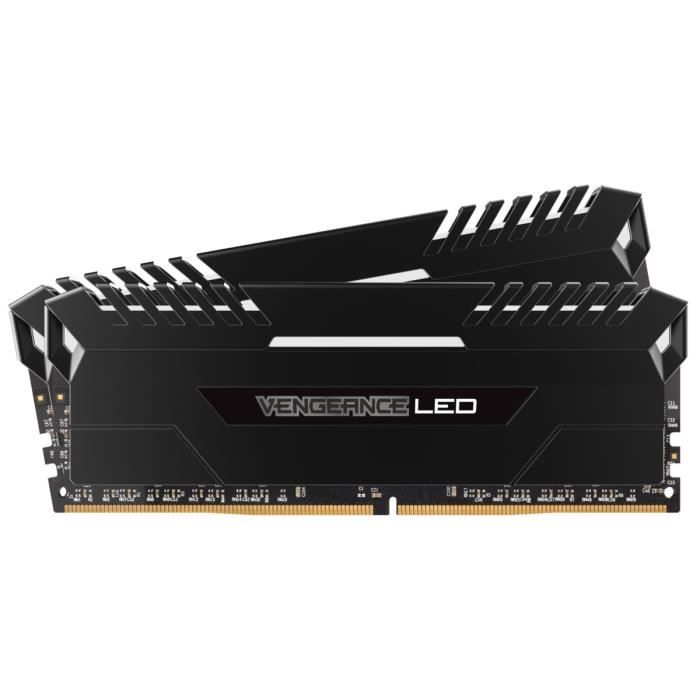 Corsair Mémoire PC Vengeance LED DDR4 - Kit 16Go (2 x 8Go) - 3200MHz - C16 - LED Blanche CMU16GX4M2C3200C16