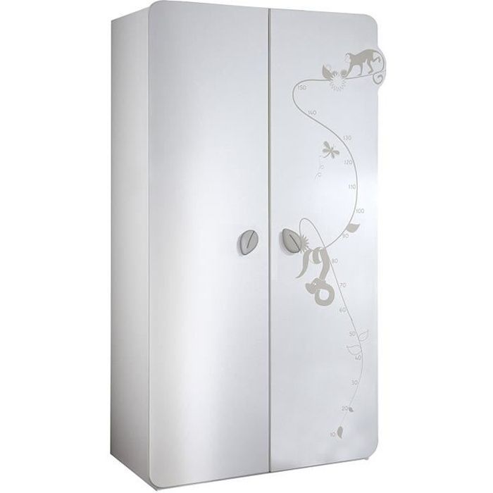 JUNGLE Armoire Bébé 2 Portes Blanche