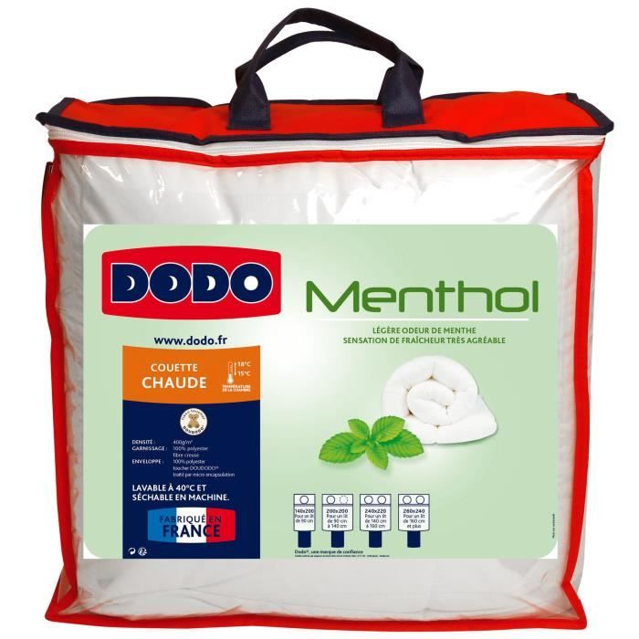 DODO Couette Menthol - 100% polyester traité - 200 x 200 cm - Blanc