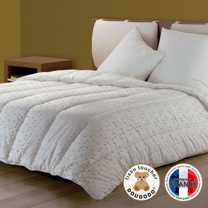 DODO Couette chaude 400 gr/m² BOLERO - 200x200 cm - Blanc imprimé Triangles dorés