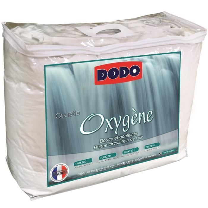 DODO Couette tempérée 300g/m² OXYGENE 200x200 cm blanc