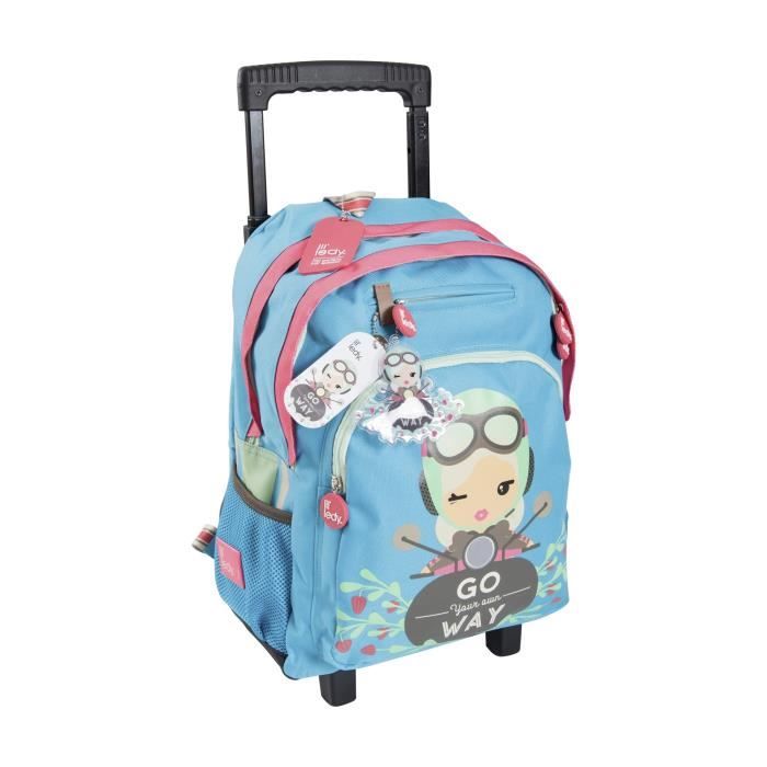 KID'ABORD LIL'LEDY Sac à Dos Borne - 2 Compartiments - 6 à 9 ans - Classe primaire et élémentaire - Turquoise - 35cm - Enfant Fille