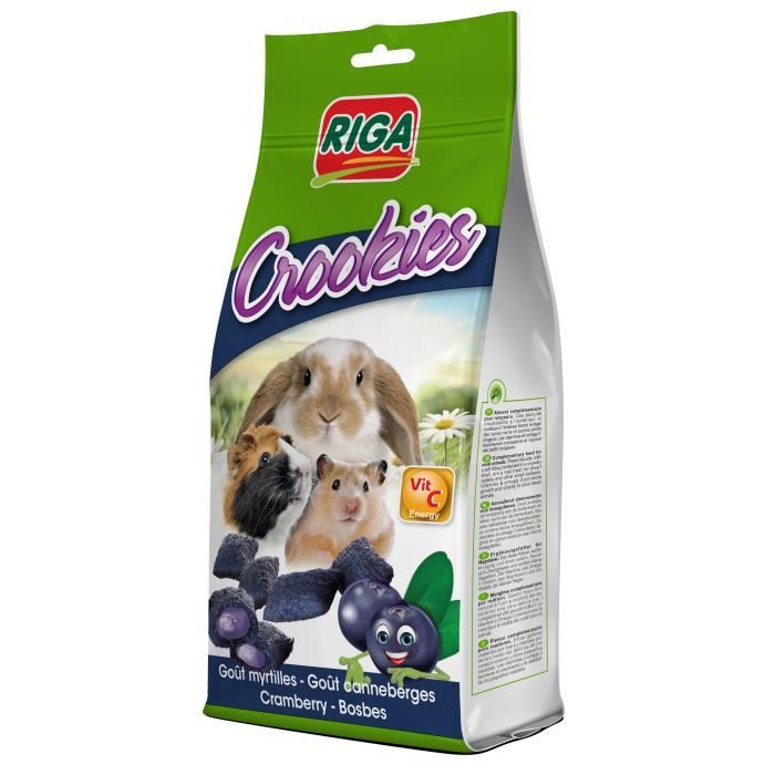 RIGA Friandises Crookies - Myrtille et canneberge - 50 g - Pour rongeur