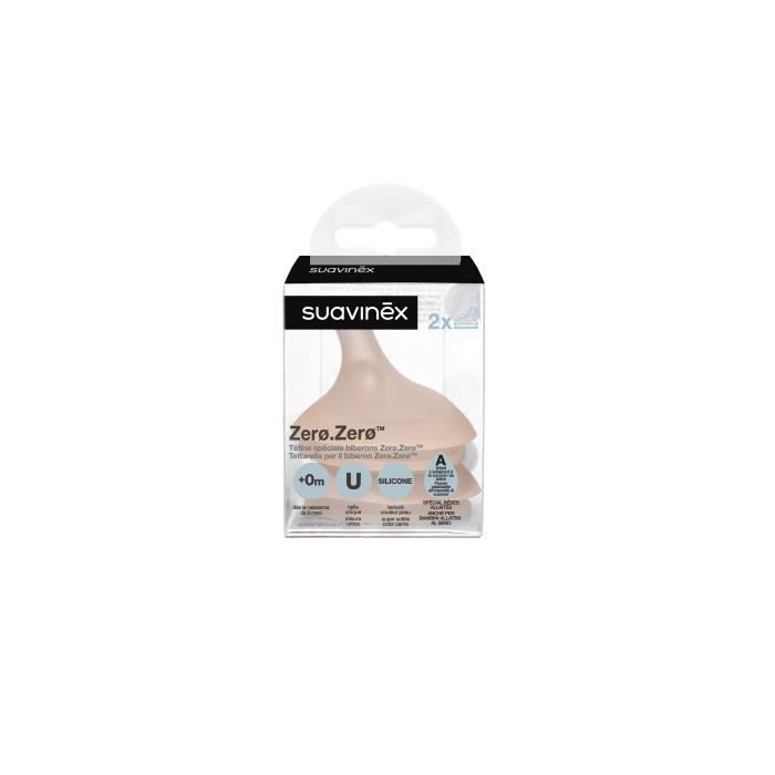 SUAVINEX Lot de 2 tétines pour biberon anti-colique Zerø.Zerø / Allaitement
