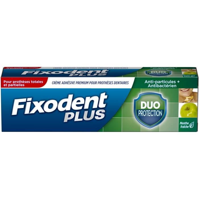 FIXODENT Plus Duo Protection Creme pour Protheses Dentaires Gout Menthe Fraiche 40 g