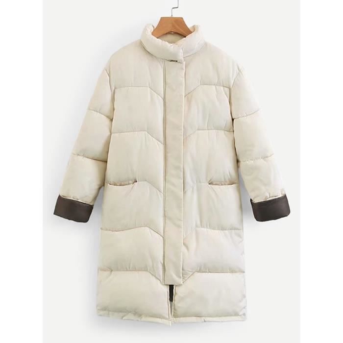 Veste À Cotonnade Cheminée Beige Unicolore Col Hiver