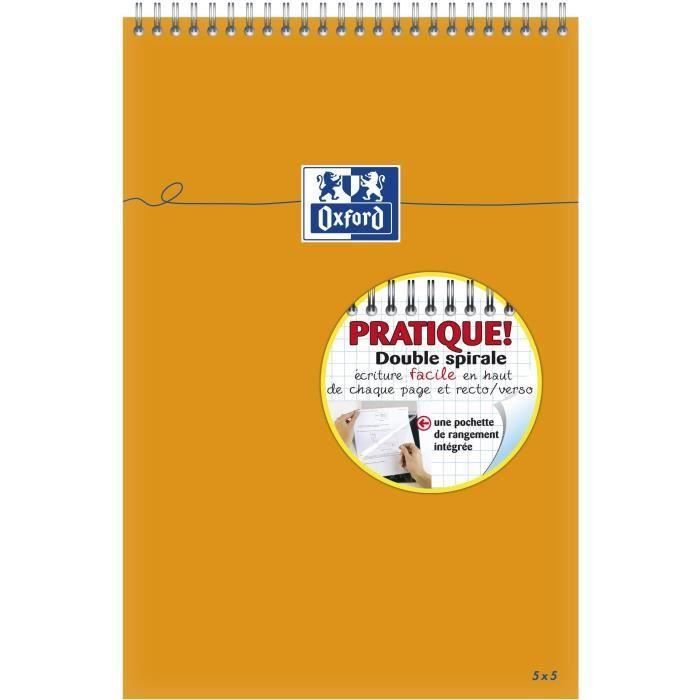 OXFORD Bloc-Notes reliure intégrale -31,5 cm x 21 cm x 0,9 cm - Petits carreaux - 160 pages - 80g (Lot de 3)