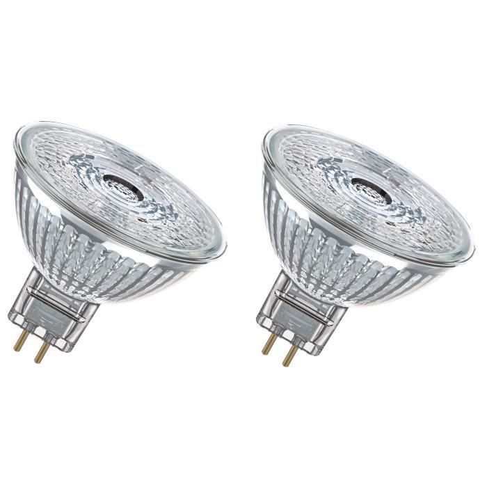 OSRAM Lot de 2 Ampoules spot LED MR16 GU5,3 3 W équivalent à 20 W blanc chaud dimmable