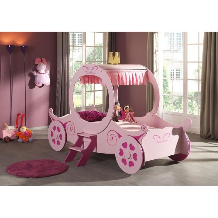 FUN BEDS Lit enfant carrosse 90x200 cm - Rose