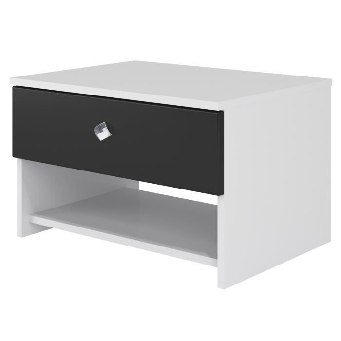 STRASS Chevet contemporain laqué blanc et noir - L 55,2 cm