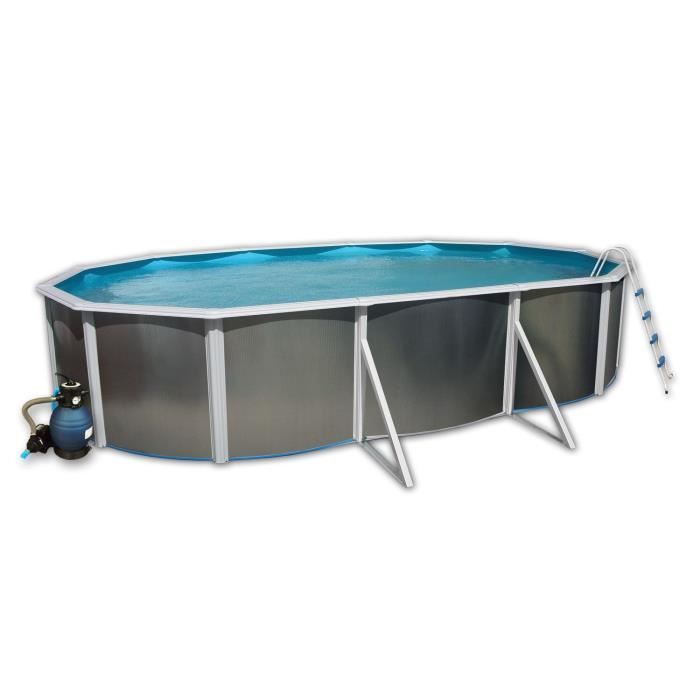 SILVER BLANCHE Piscine en acier ovale 640x366x120
