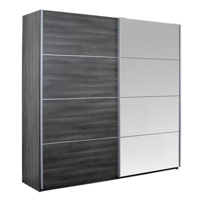 Armoire 2 portes coulissantes Gris foncé - ROMEO - L 230 x l 65 x H ... Armoire 2 portes coulissantes Gris foncé - ROMEO - L 230 x l 65 x H ...