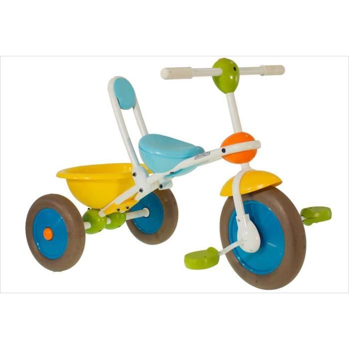 Italtrike - Tricycle Passenger - 10 Pouces - avec Benne et Frein à Main - Selle avec Dossier, Réglable 3 Positions - Canne Parentale - Dès 2 Ans - Look Vintage - Couleur Rouge