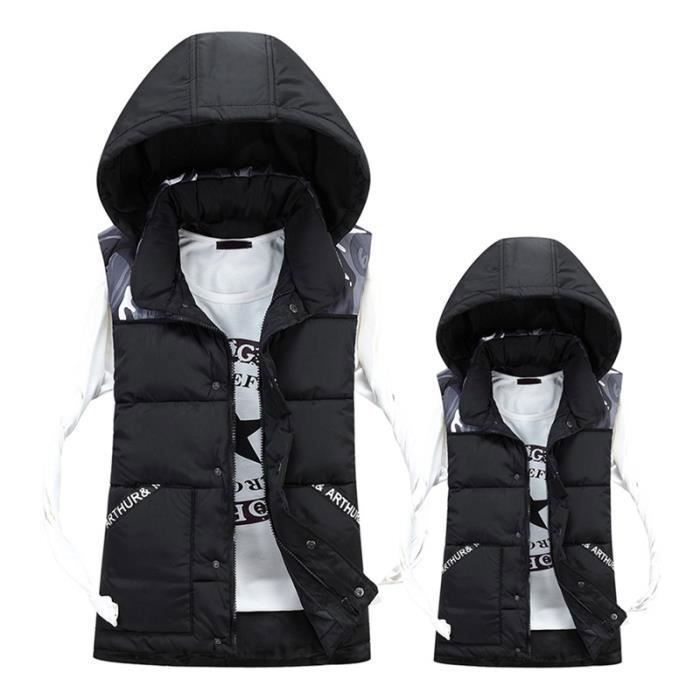Col Masculin Noir Manches Cheminée Homme Sans Doudoune noir Rouge Vêtement TOxwq5a