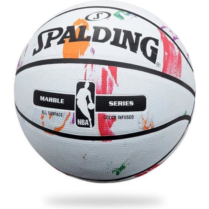 SPALDING Ballon de basket-ball NBA Marble Mc Outdoor - Blanc - Taille 7