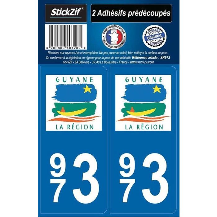 STICKZIF 2 Autocollants Région Département 973 SR973