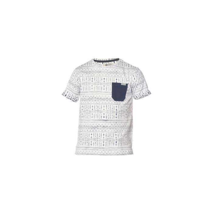 DEELUXE - ASTEC T-Shirt Blanc Manches Courtes à Imprimés Azteques Bleu - Garçon