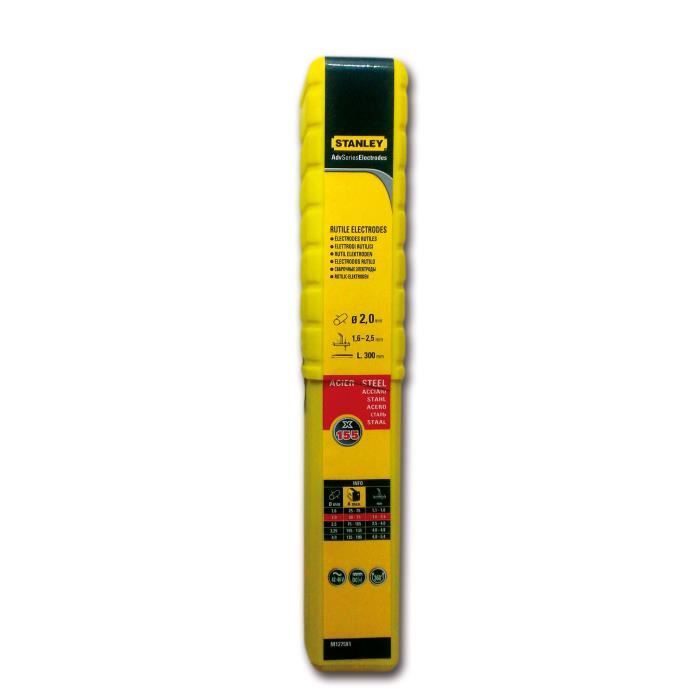 STANLEY 460920 Lot de 155 électrodes rutiles acier - Ø 2 mm - L 350 mm - Baguettes de soudure