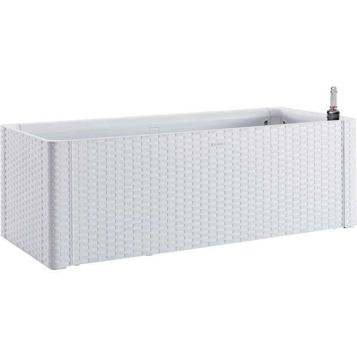 STEFANPLAST Bac à fleurs rectangulaire Natural Delux - 100x43xH33cm - 90 + 6,5L dans la réserve - Blanc