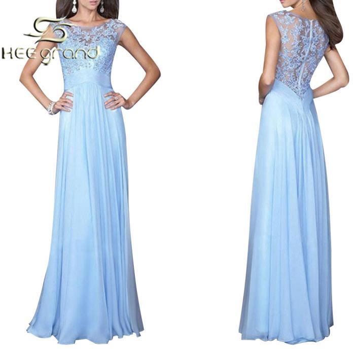 Femme Fille Robe de Mariage Cocktail Sexy en De... Bleu ...