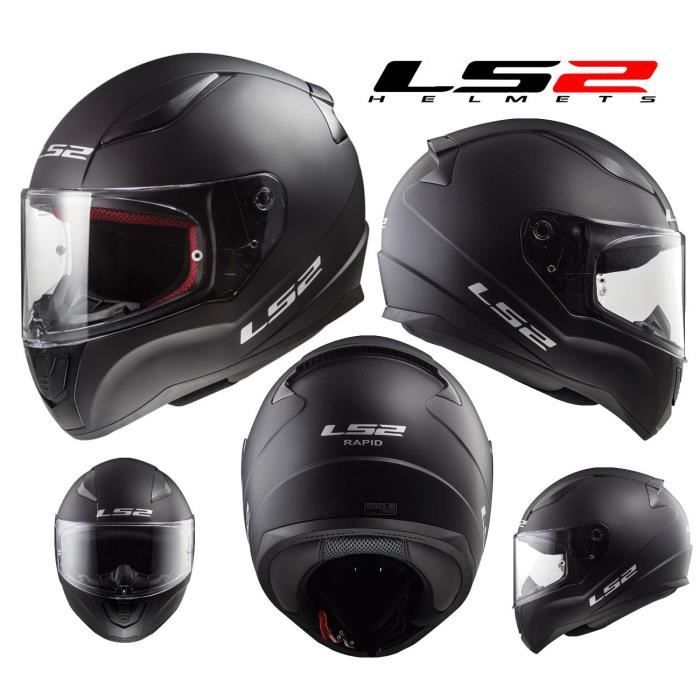 Casque Intégral Ls2 Ff353 Rapid Solid Single Mono Noir Mat Moto