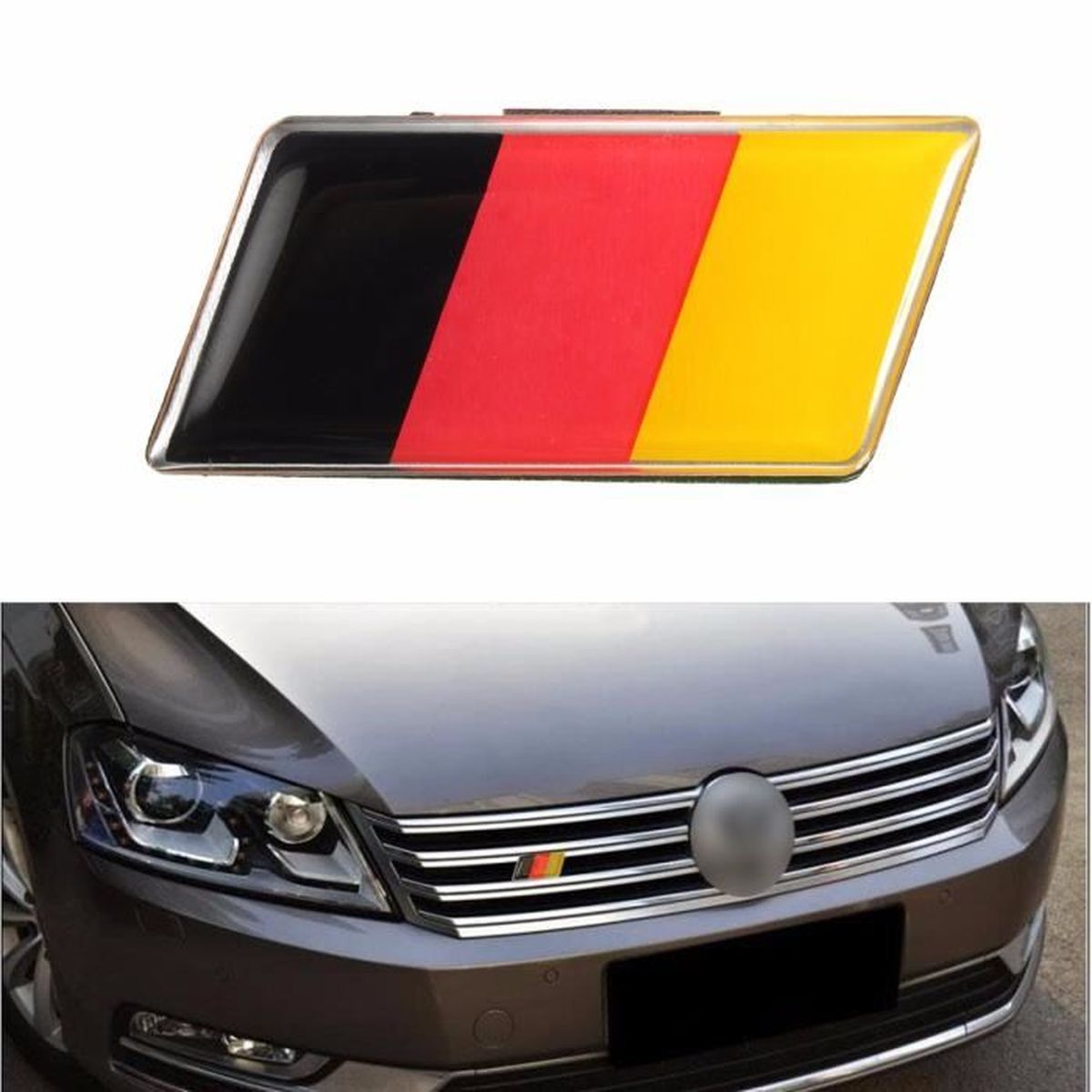 NEUFU Grille Badge Emblem de Drapeau allemand Aluminium