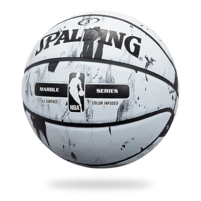 SPALDING Ballon de basket-ball NBA Marble Bw Outdoor - Noir et blanc - Taille 7
