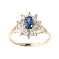 BAGUE - ANNEAU JULIA H Bague Fleur Bleu Or Jaune 375° et Oxyde de BAGUE - ANNEAU JULIA H Bague Fleur Bleu Or Jaune 375° et Oxyde de