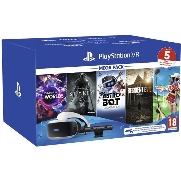 MégaPack PS VR : Casque PSVR V2 + PS Camera V2 + VR Worlds + Skyrim + Everybody's Golf VR + Resident Evil 7 + Astro Bot - PlayStatio