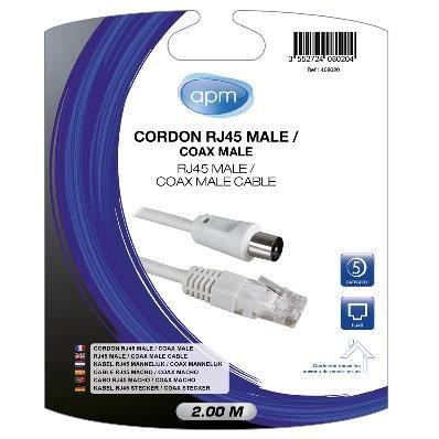 APM 408020 Cordon RJ45 Mâle Coaxial / Mâle - 2 m