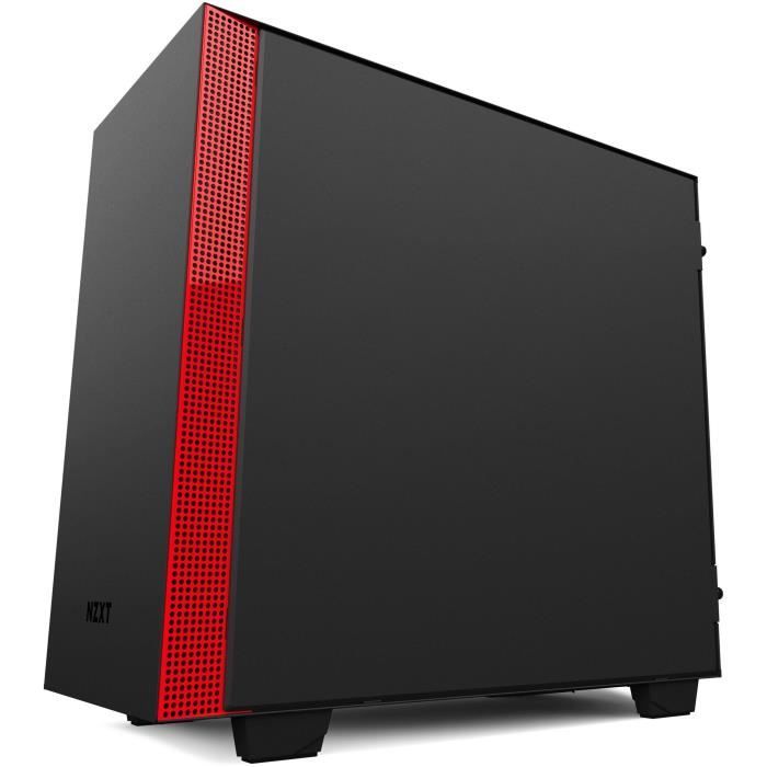 NZXT Boîtier PC H400 - Micro-ATX - Panneau en verre trempé - Noir et rouge