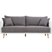 CANAPÉ - SOFA - DIVAN GASPARD Canapé droit fixe 3 places - Tissu blanc e CANAPÉ - SOFA - DIVAN GASPARD Canapé droit fixe 3 places - Tissu blanc e