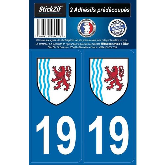 STICKZIF 2 Autocollants Région Département 19 SR19