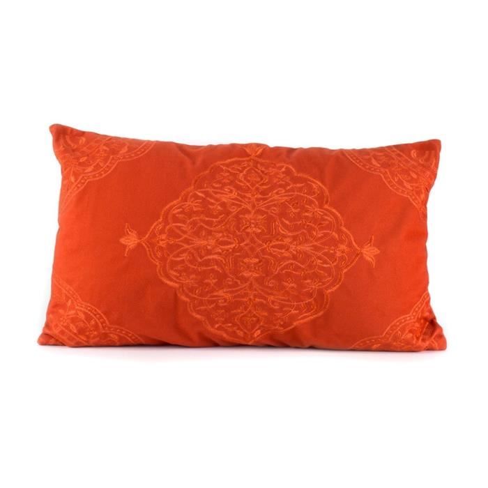 MARLENE BACKER Coussin brodé Laly 30x50 cm orange
