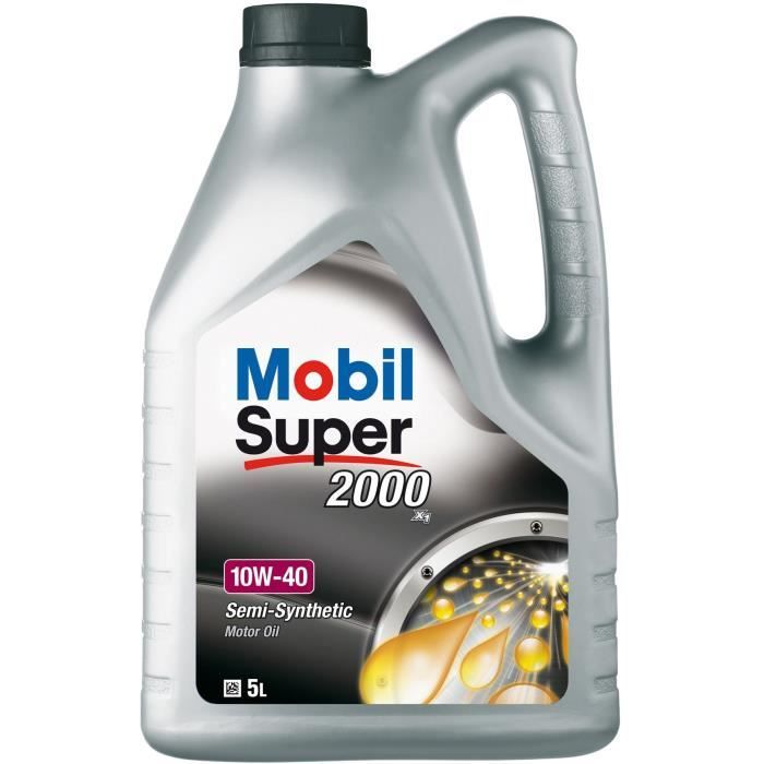 MOBIL Huile moteur Voiture tourisme essence Super 2000 - 10W40 - Semi synthetique - 5L