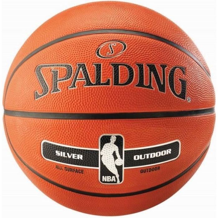 SPALDING Ballon de basket-ball NBA Silver - Orange - Taille 7