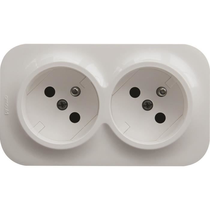 Prise Double LEGRAND Arnould - Sans Terre - Couleur Gris Blanc - Occasion