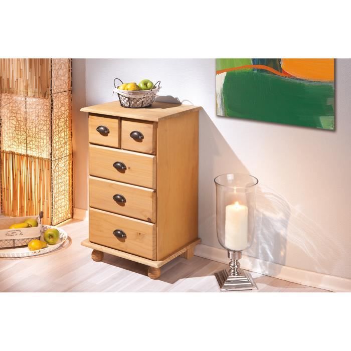 48,8 x P 79,7 x H 39 cm. Commode 2 + 3 tiroirs, structure en pin