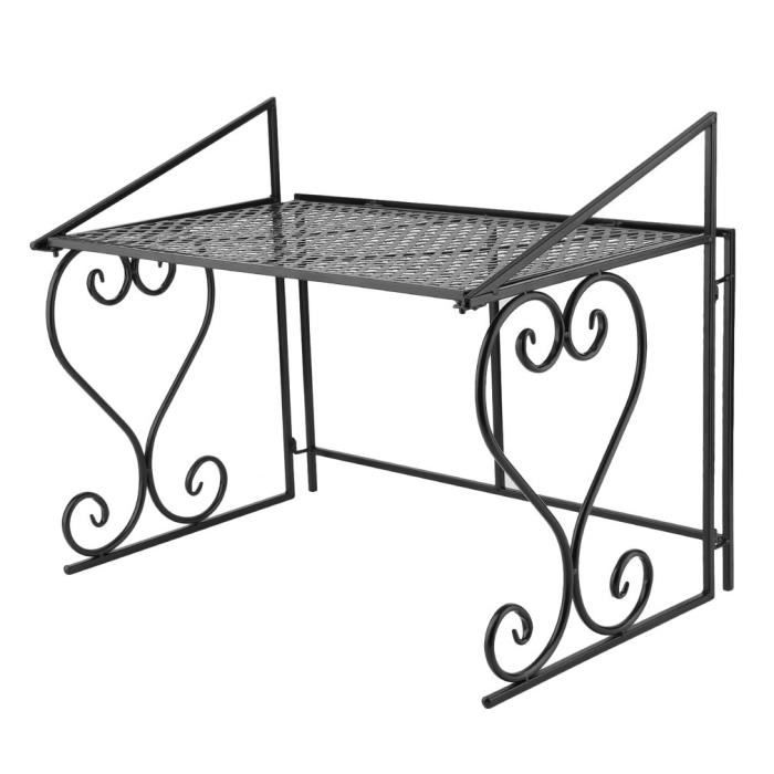 Etagere Micro Ondes Support Mural Rangement De Cuisine En Métal Noir