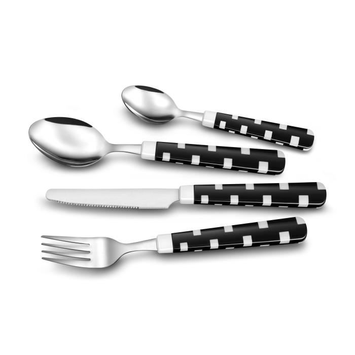 LA TABLE D'ALBERT Ménagère 24 pièces Damier - Noir / Blanc
