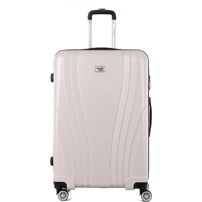 TRAVEL WORLD Trolley Case XXL 80cm avec 4 roues Ivoire