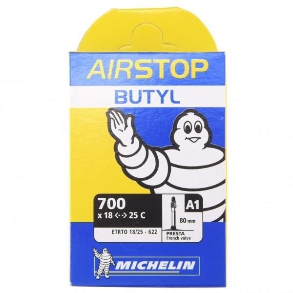 MICHELIN - Chambre à air modèle AIRSTOP Butyl dimensions 700 18/25 valve presta 80mm