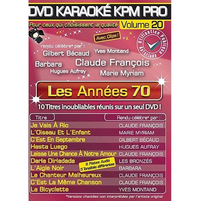 DVD Karaoké KPM Pro Vol.20 An… en DVD MUSICAUX pas cher  